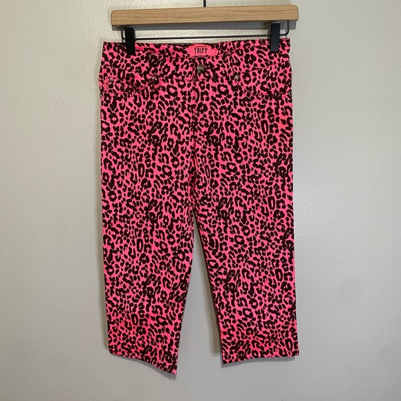 TRIPP NYC HOT PINK LEOPARD CAPRI PANTS NEW OFFICIAL RARE VINTAGE PUNK ROCK SZ 1 - Picture 1 of 7